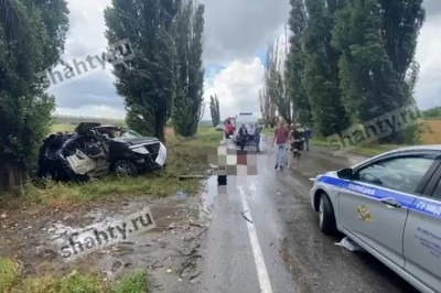 Погибли двое взрослых и ребенок: минивен Nissan врезался в дерево в Ростовской области