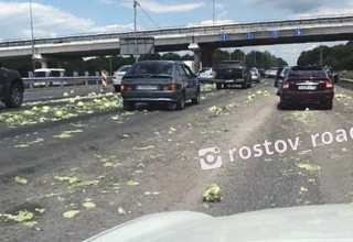 Рассыпали капусту на трассе М-4 — любители халявы собирали ее под Ростовом