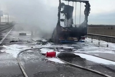 На трассе М4 «Дон» под Ростовом сгорел грузовик