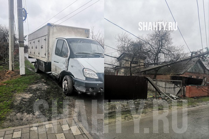 Фургон снес столб в поселке Каменоломни и оставил район без света