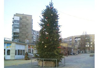 В г. Шахты на ХБК установили 8-метровую елку не из пластмассы